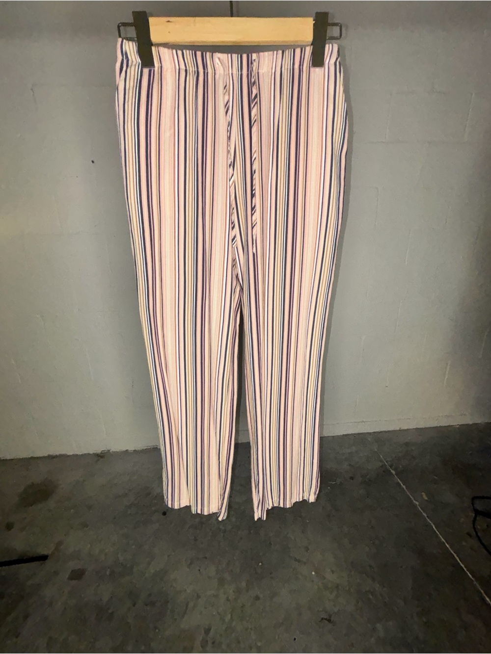 BLENCA Striped Linen Viscose Pants Drawstring Waist Wide Leg Women’s (US) Size S